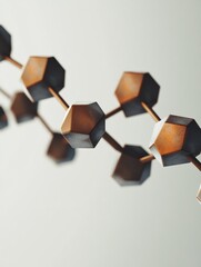 Aufkleber - Unique geometric shapes interconnected by metallic rods creating an artistic display in a minimalist setting. Generative AI
