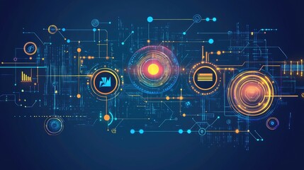 Digital Data Network Flowchart, Global Connections,  Cybersecurity,  Abstract Background, Technology Presentation