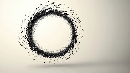 Aufkleber - Creating a dynamic circle of black arrows moving in a swirling motion on a plain background. Generative AI