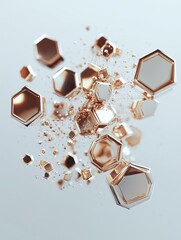 Poster - Reflective hexagonal shapes in an abstract design creating a sense of motion and depth. Generative AI