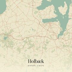 Naklejka na meble Vintage map of Holbæk, Denmark.