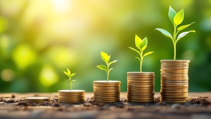 Wall Mural - financial development in business, showcasing increasing profit growth with upward trending graphs, 