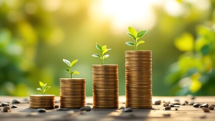 Wall Mural - financial development in business, showcasing increasing profit growth with upward trending graphs, 