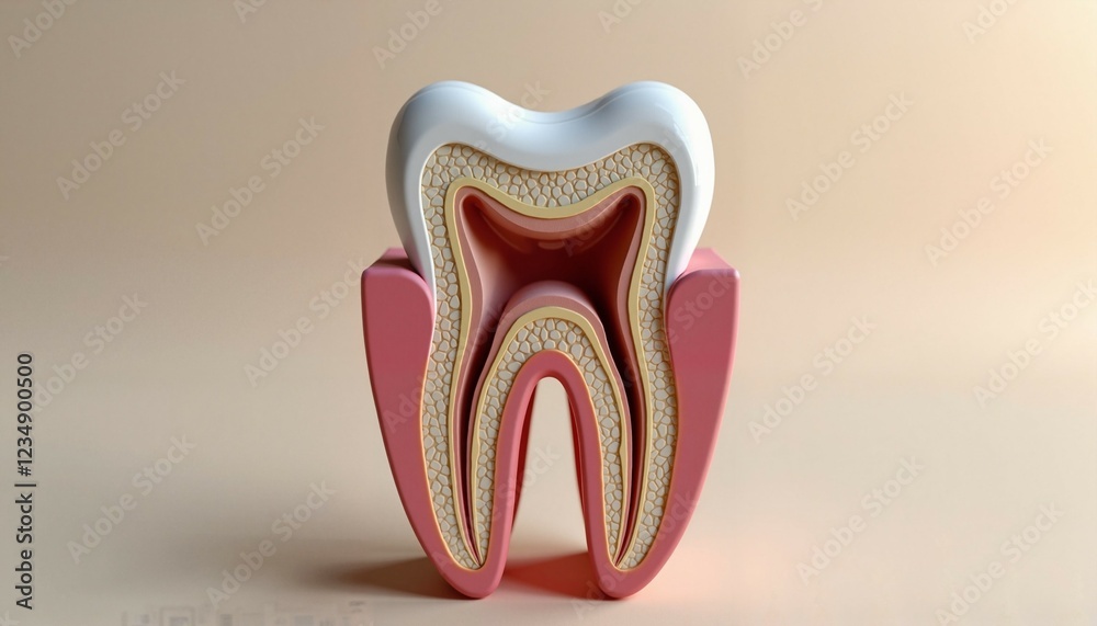 Realistic cross-section illustration of a human tooth