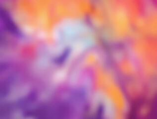 Blurry abstract purple, orange, and pink vibrant colours blend with soft and dreamy effect, grainy texture overlay