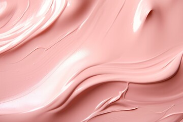 Poster - Creamy pink cosmetic texture forming elegant swirls, creating a luxurious and visually appealing background