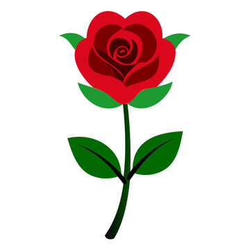 Romantic Rose Flower Vector for Valentine’s Day Isolated on Transparent Background