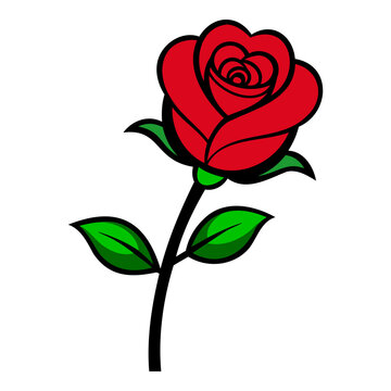 Romantic Rose Flower Vector for Valentine’s Day Isolated on Transparent Background