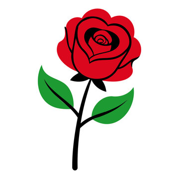 Rose Flower for Valentine's Day vector illustration isolated on a transparent background