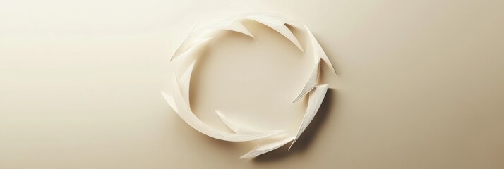 Aufkleber - Elegant circular design featuring white pointed elements on a minimalistic beige background. Generative AI