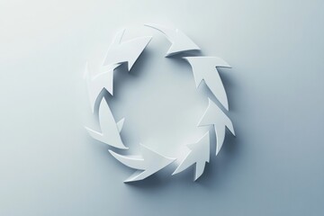 Fototapete - Abstract design of arrows in a circular formation on a light background showcasing movement and direction. Generative AI