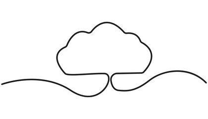 Fototapete - cloud continuous one line drawing, one line drawing of a cloud isolated on a simple background vector illustration