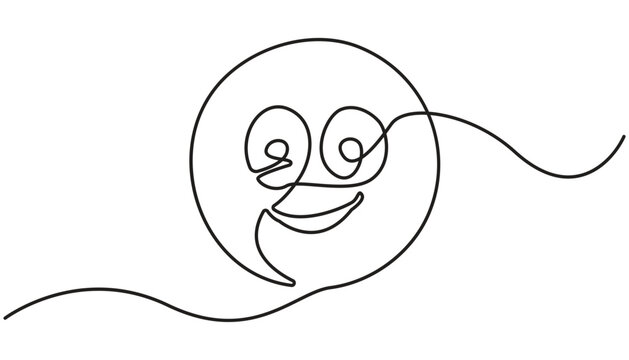 Continuous one line drawing of smile. Single line pattern of smile, smile face continuous one line drawing