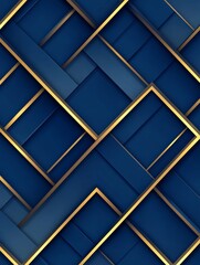 Poster - Elegant geometric design featuring interwoven blue and gold elements creating a modern aesthetic