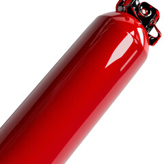 Aufkleber - A 3D render of a red glossy cylindrical container possibly a fire extinguisher against a black background.