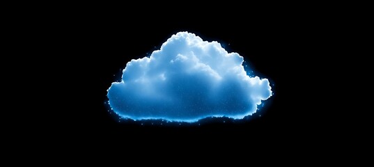 Poster - Glowing Blue Cloud, Digital Art, Abstract Night Sky
