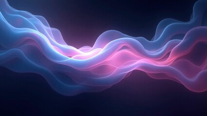 Wall Mural - blue pink wave light effect symbolizes developing technology