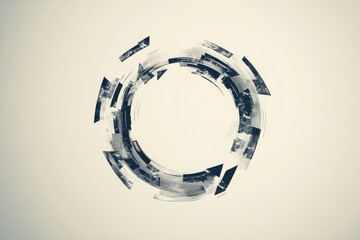 Leinwandbilder - Abstract circular design with arrows and texture created in a neutral color palette. Generative AI