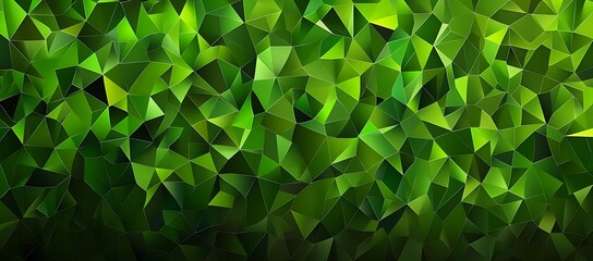 Poster - Abstract Green Triangular Mosaic Pattern Background