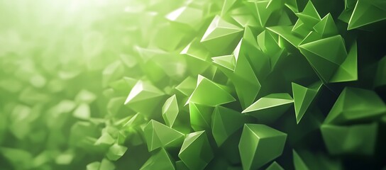 Poster - Abstract Green Crystalline Structure: A 3D Render of Interlocking Polygons