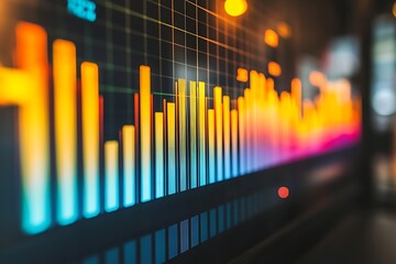Poster - Vibrant Colorful Bar Graph Displaying Data Trends on a Screen