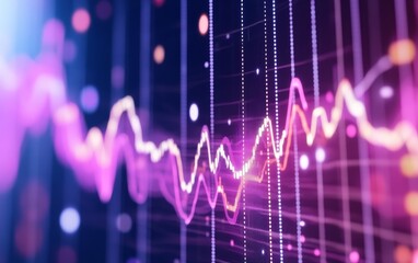 Aufkleber - Vibrant digital waveform visualization representing data trends with colorful lines and dots