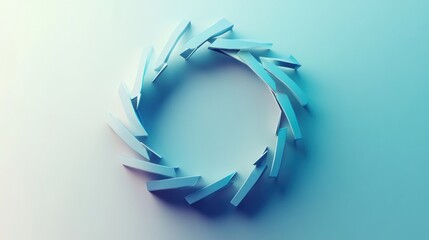 Poster - Creative spiral design with geometric shapes in soft blue and white tones on a minimalist background. Generative AI
