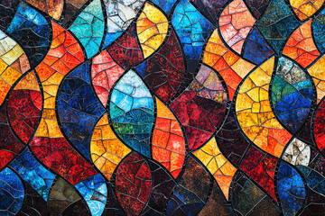 Poster - Vibrant colored glass mosaic texture showcasing intricate patterns and luxury art elements