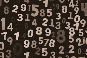 Poster - Background of numbers. from zero to nine. Numbers texture. Finance data concept. Matematic. Seamless pattern with numbers. financial crisis concept. Business success.