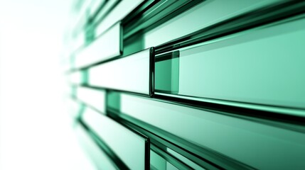 Poster - Abstract close-up of layered green glass panels creating a modern architectural effect