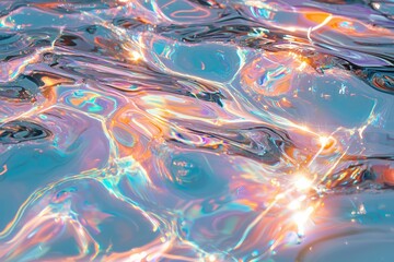 Wall Mural - holographic texture rainbow reflections over smooth surface water underwater scene close-up view vib