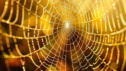 golden yellow spider web background footage