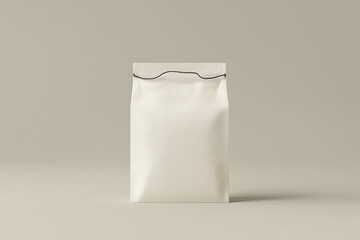 Poster - Off-white stand-up pouch with black closure, minimalist product packaging.