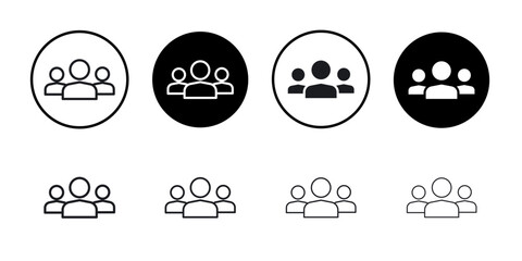 Users icon Black line art vector logo set