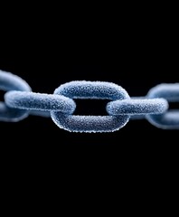 Poster - Frosted Metal Chain Link Close-Up, Dark Background
