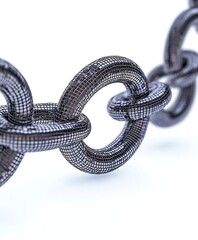 Poster - Abstract Metallic Chain Links Intertwined, Close-Up View