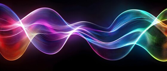 Poster - A colorful wave with a black background