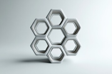 Fototapete - Contemporary honeycomb structure showcasing modular design and minimalist style in neutral tones. Generative AI