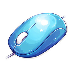Poster - A vibrant illustration depicts a glossy blue computer mouse with a sleek design.