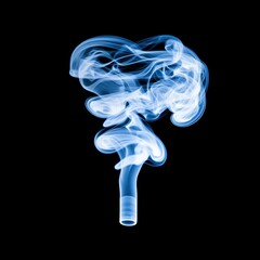 Poster - The image shows ethereal blue smoke swirling gracefully against a black background, creating a captivating visual effect.