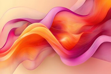 Poster - Vibrant abstract waves of orange, pink, and purple create a fluid and dynamic visual experience, perfect for backgrounds or artistic projects.