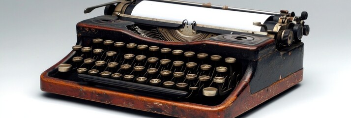 Aufkleber - Vintage typewriter with a blank sheet displaying bold text saying breaking news from a past era. Generative AI
