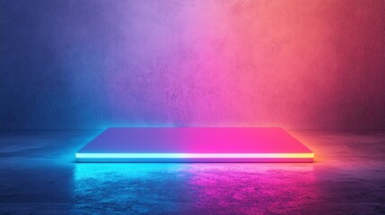 Poster - a vibrant neon backdrop featuring colorful fog and illuminated platforms.