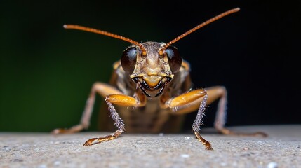 Poster - Front Facing Portrait of Insect with Antennae and Delicate Body Captured in Natural Light : Generative AI