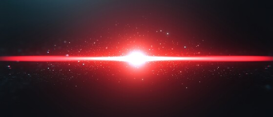 Aufkleber - A vibrant red laser beam piercing through the darkness, creating a dynamic visual effect.