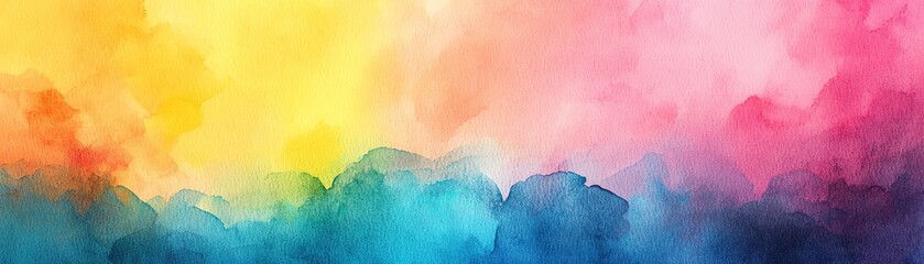 Poster - A vibrant watercolor texture blending various cheerful colors for creative projects.