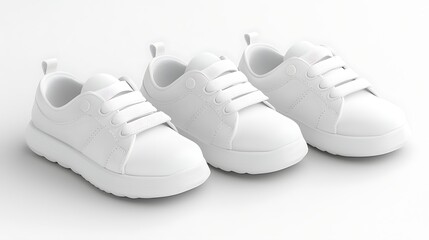 Poster - a pair of pristine white baby sneakers with velcro straps, displayed on a white background.