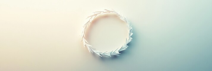 Fototapete - Delicate white paper wreath design on a soft gradient background showcasing simplicity and elegance. Generative AI