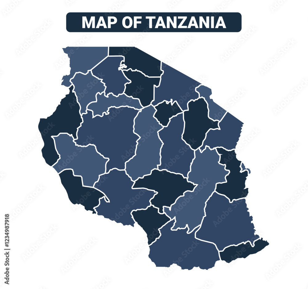 Map of Tanzania political map regions vector illustration 素材庫向量圖 ...