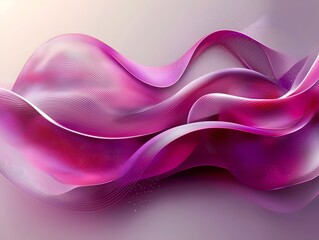 Poster - A stunning abstract wave design in shades of pink and purple, creating a fluid and dynamic aesthetic with soft gradient transitions and intricate line patterns.